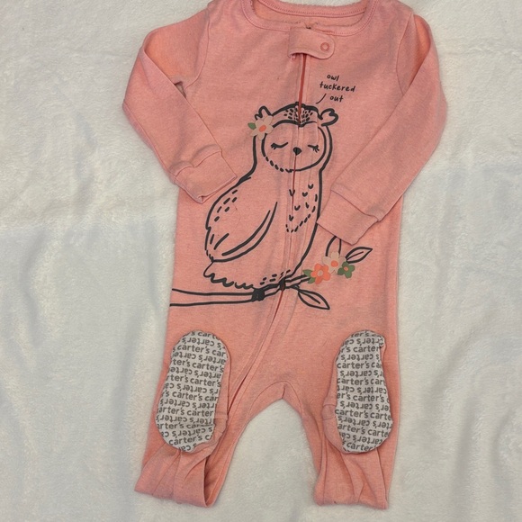 Carter's Coral Owl One Piece Footie - Picture 3 of 4
